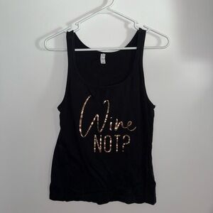 Abella Black Tank Top with Gold Script